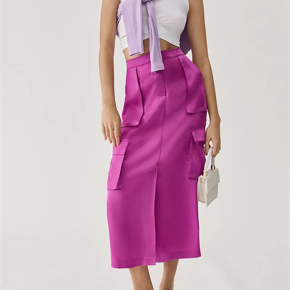 Sunday in Brooklyn Silky Cargo Midi Skirt